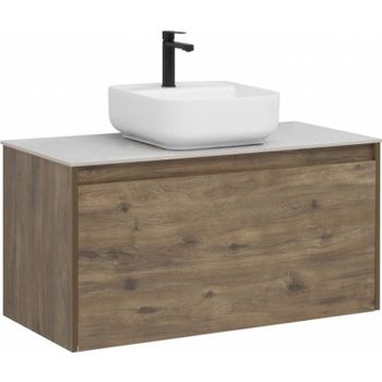 Тумба под раковину Aquanet Nova Lite 100 249520 подвесная Дуб рустикальный — фото 1, Тумбы под раковину