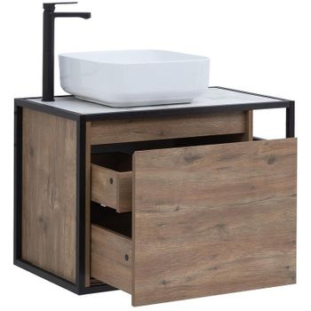 Тумба под раковину Aquanet Nova Lite Loft 75L 261658 подвесная Дуб рустикальный — фото 9, Тумбы под раковину