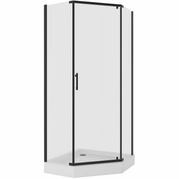 Душевой уголок Niagara Nova NG-6805-08 BLACK 90х90 профиль Черный стекло прозрачное — фото 1, Душевые уголки трапеция