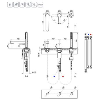 Смеситель на борт ванны Ravak Puri PU 026.20 X070186 Черный матовый — фото 4, Смесители на борт ванны