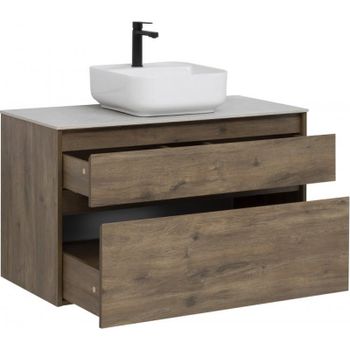 Тумба под раковину Aquanet Nova Lite 100 249521 подвесная Дуб рустикальный — фото 3, Тумбы под раковину