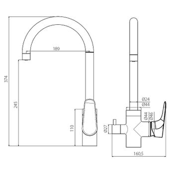 Смеситель для кухни Damixa Merkur 400730000 Хром — фото 8, Смесители для кухни