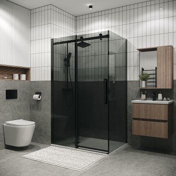 Душевой уголок Grossman Classic 110х70 120.K33.04.1170.21.10 профиль Черный матовый стекло тонированное — фото 1, Прямоугольные душевые уголки