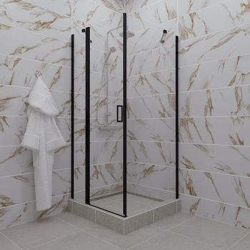 Душевой уголок Triton Йота-Блэк 90х90 Щ0000054032 профиль Черный стекло прозрачное — фото 1, Квадратные душевые уголки