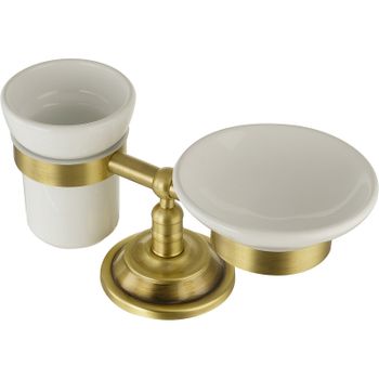 Стакан для зубных щеток с мыльницей Migliore Mirella 17175 Бронза — фото 1, Стаканы для зубных щеток