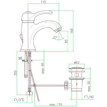 Смеситель для раковины Webert Aurora AU830102010 Золото — фото 2, Смесители для раковины