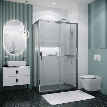 Душевой уголок Grossman Style 100х70 120.K33.05.1070.10.02 профиль Хром стекло шиншилла — фото 1, Прямоугольные душевые уголки