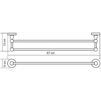 Полотенцедержатель WasserKRAFT Nau K-7740 двойной Хром — фото 4, Полотенцедержатели