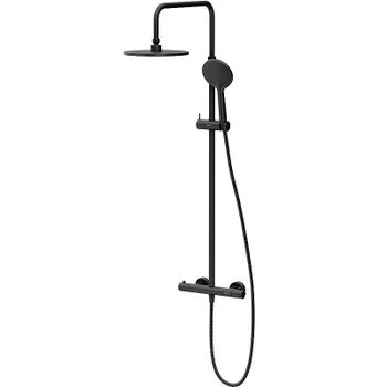 Душевая система Damixa Option DX218091300 с термостатом Черная матовая — фото 1, Душевые стойки