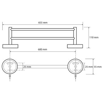 Полотенцедержатель Bemeta Dark 104204050 двойной Черный — фото 2, Полотенцедержатели