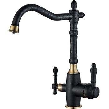 Смеситель для кухни ZorG Steel Hammer SH 812 BLACK BR Черный матовый Бронза — фото 1, Смесители для кухни