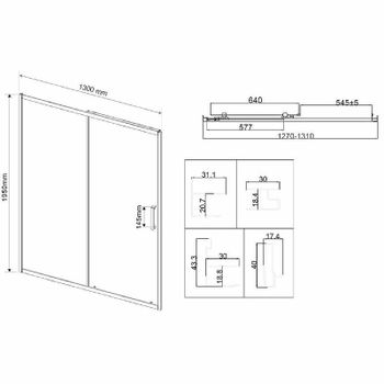 Душевая дверь Vincea City 130 VDS-5CT130CLB профиль Черный стекло прозрачное — фото 7, Раздвижные душевые двери