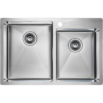 Кухонная мойка Paulmark Kroner 78/2S PM237851-BS Брашированная сталь — фото 1, Кухонные мойки