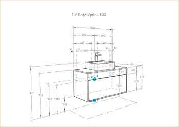 Тумба под раковину Aquaton Лофт Урбан 100 1A247701LQX60 подвесная Cерый графит Дуб орегон — фото 20, Тумбы под раковину