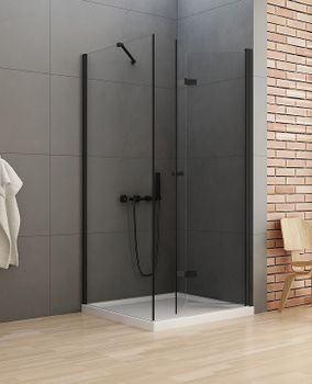 Душевой уголок New Trendy New Soleo Black 90х90 R D-0239A/D-0115B профиль Черный стекло прозрачное — фото 2, Квадратные душевые уголки