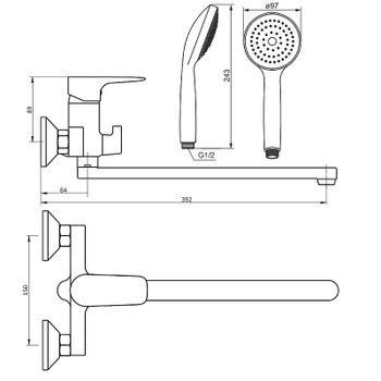 Смеситель для ванны Damixa RedBlu Origin Evo 2 789500000 универсальный Хром — фото 4, Смеситель для ванны