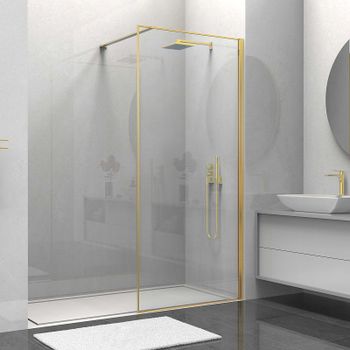 Душевая перегородка Vincea Walk-In 80 VSW-1HS800CLG профиль Брашированное золото стекло прозрачное — фото 1, Душевые перегородки