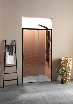 Душевая дверь Aquanet Pleasure AE60-N-160H200U-BT 160 273600 профиль Черный матовый стекло прозрачное — фото 2, Раздвижные душевые двери