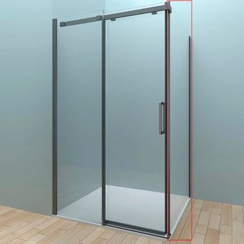 Душевая стенка Veconi Rovigo KP-06B 100 KP06B-100-01-19C4 профиль Черный матовый стекло прозрачное — фото 1, Боковые стенки