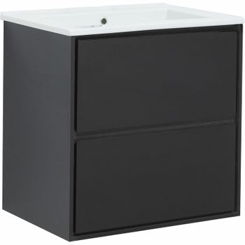 Тумба под раковину Aquanet Милан 65 306379 подвесная Черный глянец — фото 1, Тумбы под раковину