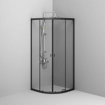 Душевой уголок AM.PM X-Joy Twin Slide 80х80 W88G-205-080BT64 профиль Черный матовый стекло прозрачное — фото 2, Душевые уголки четверть круга