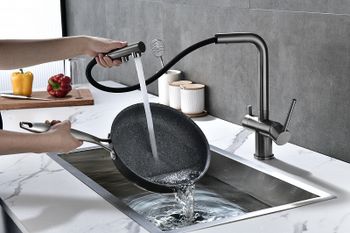 Смеситель для кухни Paulmark Serpentine Se213222-GM Вороненая сталь — фото 5, Смесители для кухни