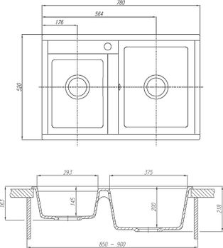 Кухонная мойка Aquaton Делия 78 DBL 1A723132DE240 Жемчуг — фото 2, Кухонные мойки