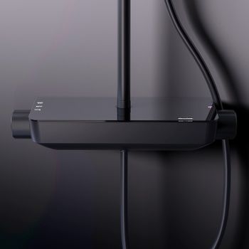 Душевая система Damixa Scandinavian Pure 936750300 с термостатом Черная матовая — фото 5, Душевые стойки