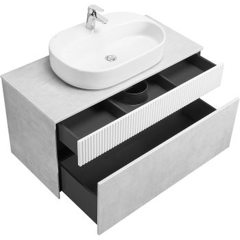 Тумба под раковину Aquaton Марбл 100 1A276301MH4C0 подвесная Слэйт Белый матовый — фото 7, Тумбы под раковину