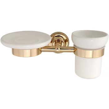 Стакан для зубных щеток с мыльницей Migliore Mirella 17326 Золото — фото 1, Стаканы для зубных щеток