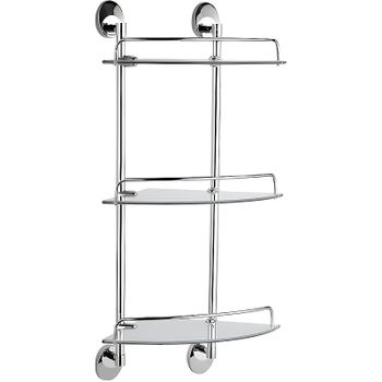 Стеклянная полка Haiba HB1607-3 угловая Хром — фото 1, Полки для ванной и душа