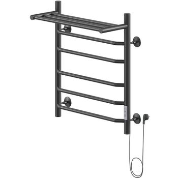 Электрический полотенцесушитель Ника Way-3 60/50 с полкой Черный матовый — фото 1, Электрические полотенцесушители