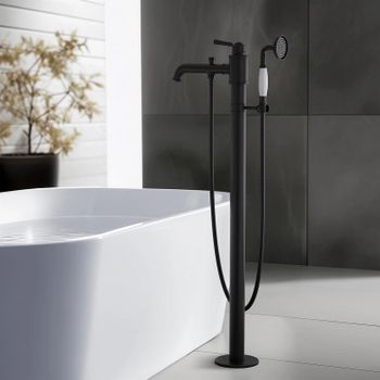 Смеситель для ванны Aquatek Классик AQ1545MB Черный матовый — фото 2, Смесители напольные