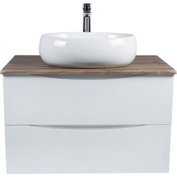 Тумба под раковину Bond Cube 80 T09805 подвесная Белая матовая Дуб — фото 24, Тумбы под раковину