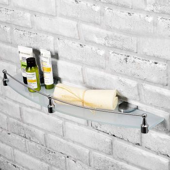 Стеклянная полка WasserKRAFT Kammel K-8344 Хром — фото 2, Полки для ванной и душа