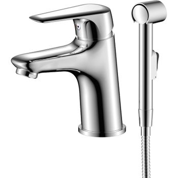 Смеситель для раковины Olive's Evora 33120EV с гигиеническим душем Хром — фото 1, Смесители для раковины