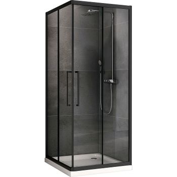 Душевой уголок Abber Schwarzer Diamant 80x80 AG02080BH профиль Черный стекло прозрачное — фото 1, Квадратные душевые уголки