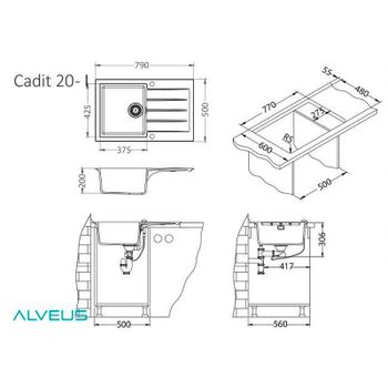 Кухонная мойка Alveus Granital Cadit 20 Terra G22 790x500 1132023 Песчаная — фото 7, Кухонные мойки