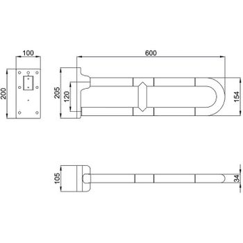 Поручень Nofer 15051.60.NBA Белый — фото 2, Поручни для ванной