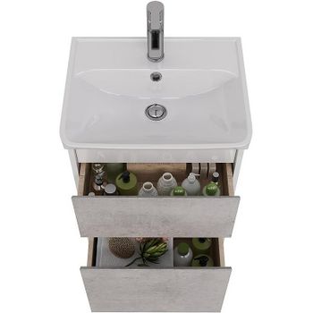 Тумба под раковину Lemark Combi 50 LM03C50T-Beton подвесная Бетон Белый глянец — фото 3, Тумбы под раковину