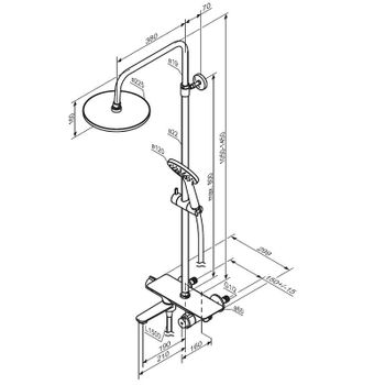 Душевая система Damixa Jupiter 977760300 с термостатом Черная матовая — фото 6, Душевые стойки