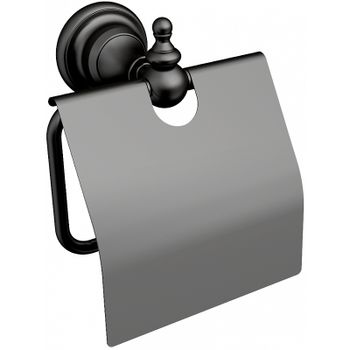 Держатель туалетной бумаги CeramaLux Elegance 95807 с крышкой Черный матовый — фото 1, Держатели туалетной бумаги