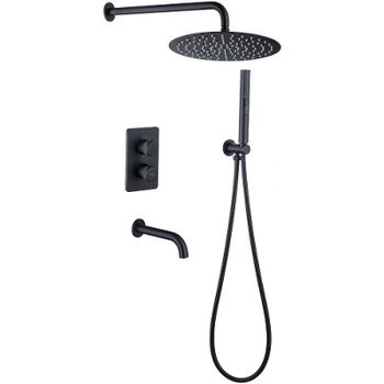 Душевая система Allen Brau Priority 5.31014-31 с термостатом Черная матовая — фото 1, Встраиваемые душевые комплекты
