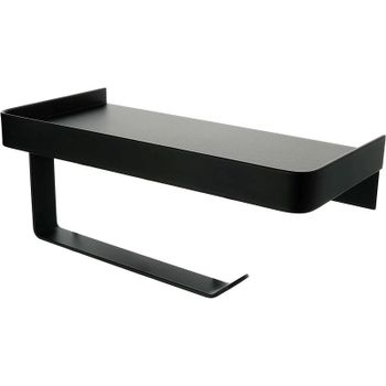 Держатель туалетной бумаги Fixsen Hotel FX-31011B с полкой Черный матовый — фото 1, Держатели туалетной бумаги