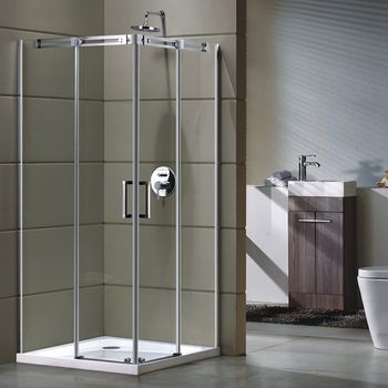 Душевой уголок Grossman GR-3100 190х100 профиль Хром стекло прозрачное — фото 1, Квадратные душевые уголки