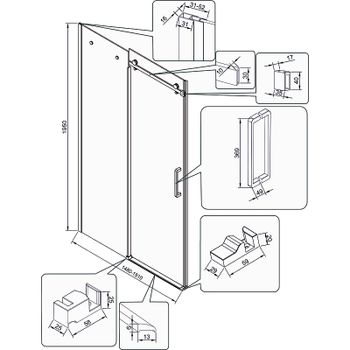 Душевая дверь Veconi Vianno VN-74B 150 VN74B-150-01-C4 профиль Черный матовый стекло прозрачное — фото 4, Раздвижные душевые двери