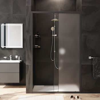 Душевая дверь AM.PM Gem 120 W90G-120-1-195BM профиль Черный матовый стекло матовое-прозрачное — фото 1, Раздвижные душевые двери