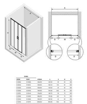 Душевая дверь New Trendy Prime Chrome 160 D-0336A профиль Хром стекло прозрачное — фото 8, Раздвижные душевые двери