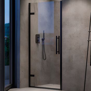 Душевая дверь Ravak Cool COSD1-90 X0VV70300Z1 профиль Черный стекло Transparent — фото 1, Распашные душевые двери