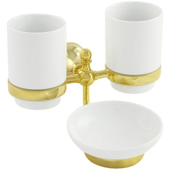 Стакан для зубных щеток с мыльницей Veragio Gialetta VR.GIL-6443.DO Золото — фото 1, Стаканы для зубных щеток